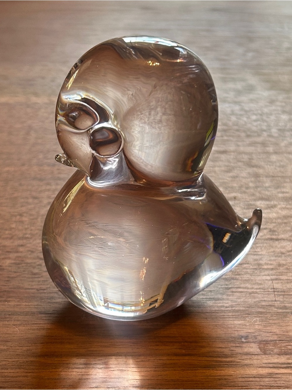 Vtg FM Konstglas Clear Bird Figurine Paperweight Art Glass Hand Blown Sweden 4"